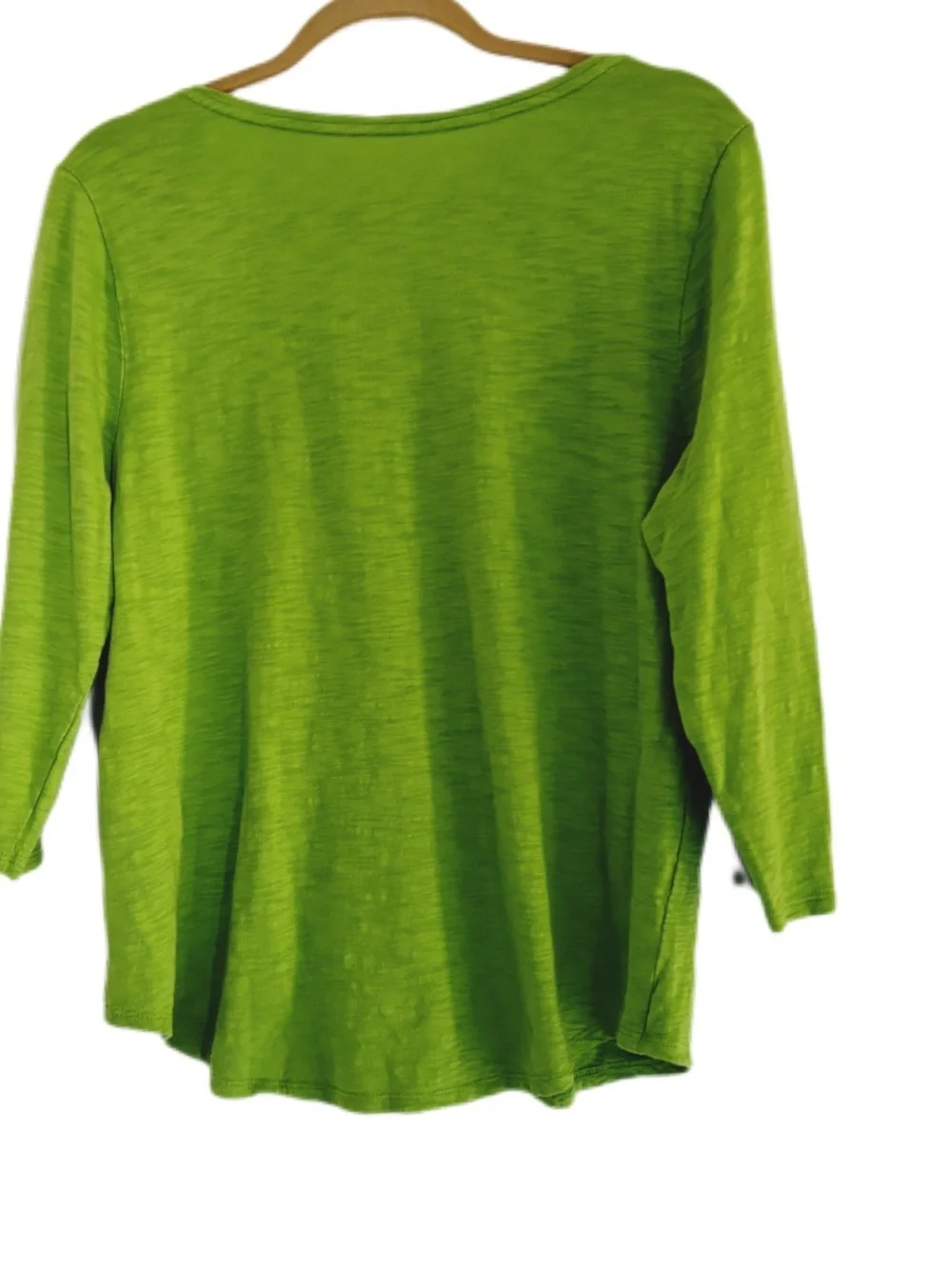 Chico's Lime Green V-Neck 3/4 Sleeve Top - Picture 2 of 3